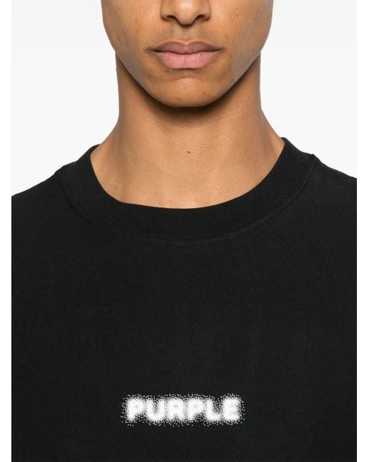 Purple Brand Black Logo-Print T-Shirt for men