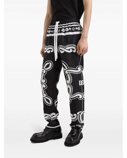 Dolce & Gabbana Black Silk Pajama Pants for men