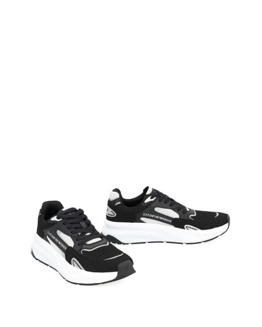 EA7 Black Mesh Panel Sneakers for men