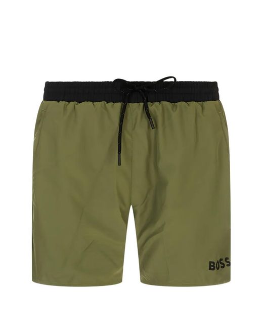 Boss Green Short De Bain À Lien De Resserrage Et Logo Imprimé for men