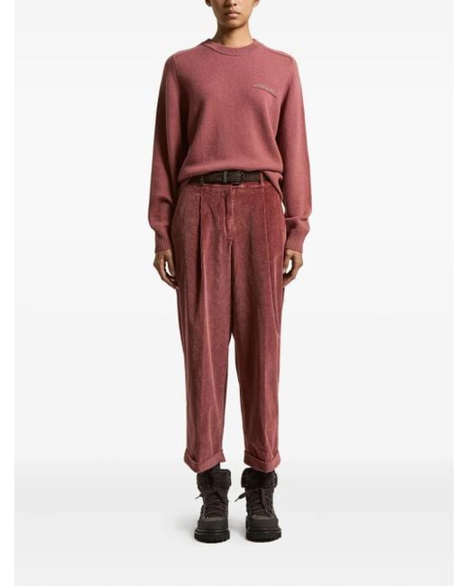Peserico Red Embellished-Detail Crew-Neck Sweater