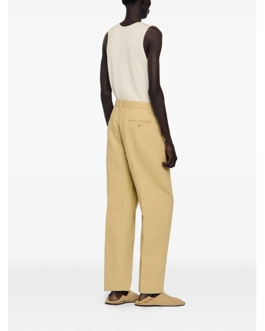 Sandro Natural Wide Pleated Cotton-Linen Trousers for men