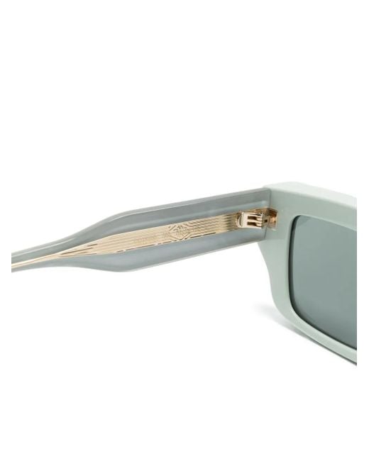 Gucci Green Logo-Debossed Rectangle-Frame Sunglasses