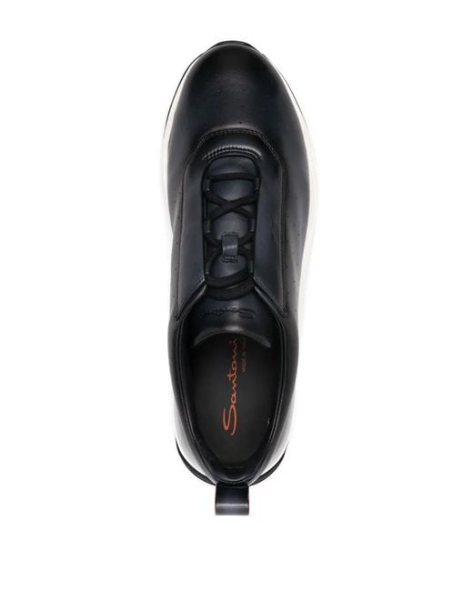 Santoni Blue Leather Sneakers for men
