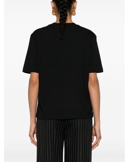 Styland Katoenen T-shirt Met Glitterdetail in het Black