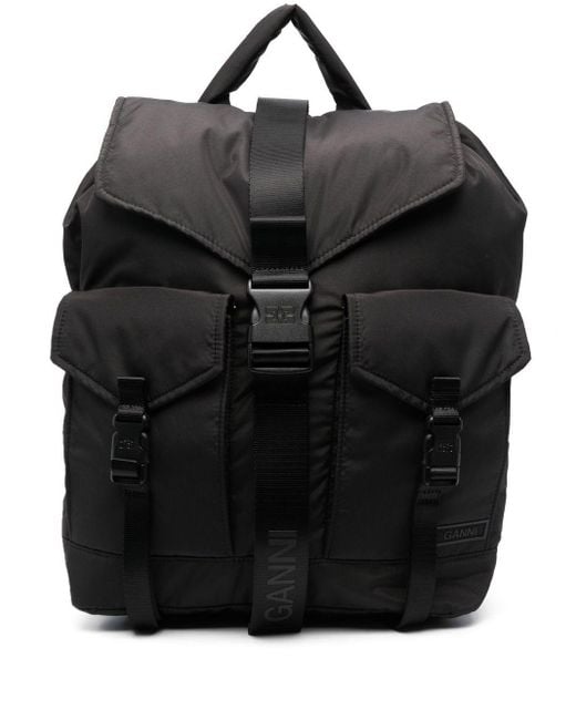 Ganni Tech Multi-pocket Backpack in Black | Lyst Canada