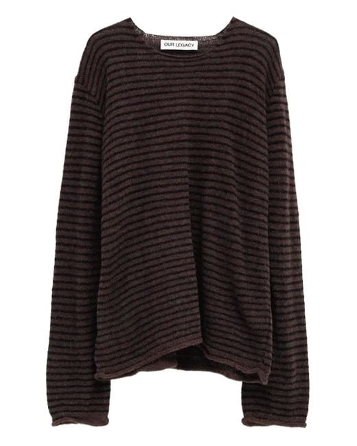 Our Legacy Black Rigid Striped-Pattern Sweater for men