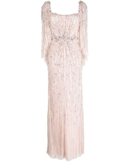 Jenny Packham Pink Brightstar Floral-appliqué Fitted Dress
