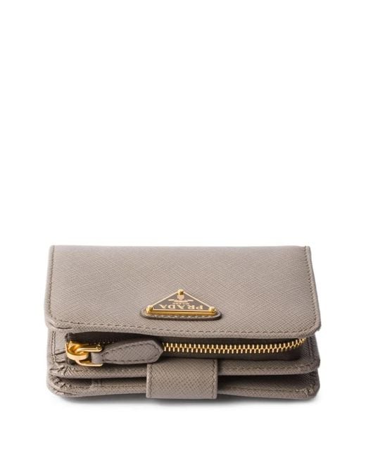 Prada Gray Kleines Portemonnaie Mit Triangel-Logo