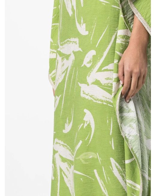 Bambah Green Abstract-Pattern Print Kaftan Dress