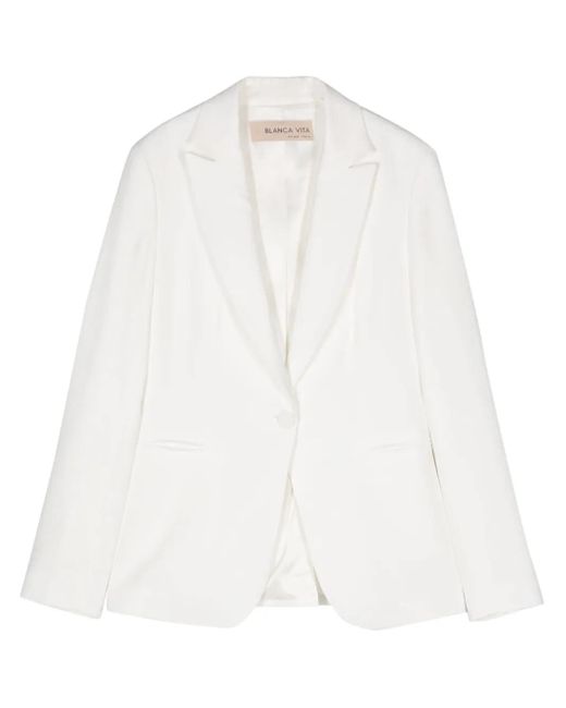 Blanca Vita White Single-Breasted Twill Blazer