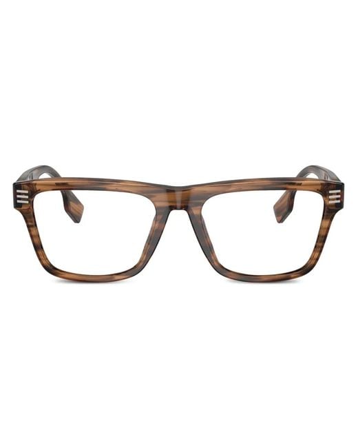Burberry Brown Logo-Print Square-Frame Glasses for men