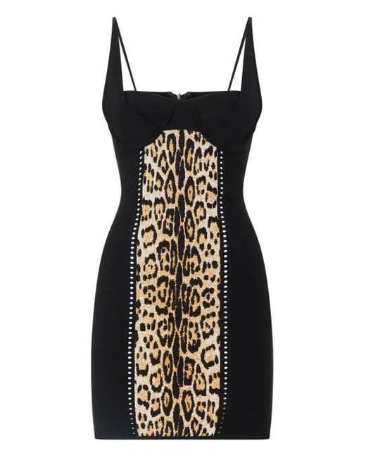 Abito Corto Con Stampa di Roberto Cavalli in Black