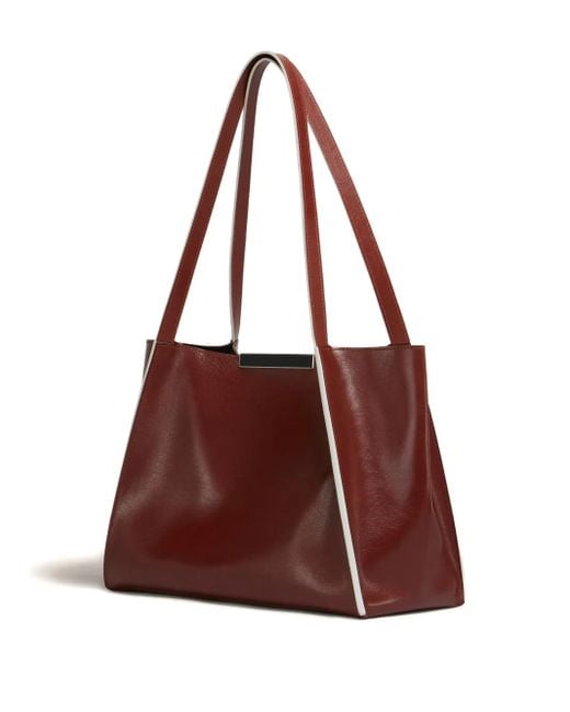 Marni Red Kleine Cresta E/W Tote Bag