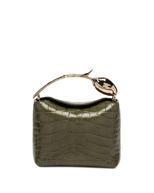 Erdem Green Mini Bloom Schultertasche Mit Kroko-Effekt