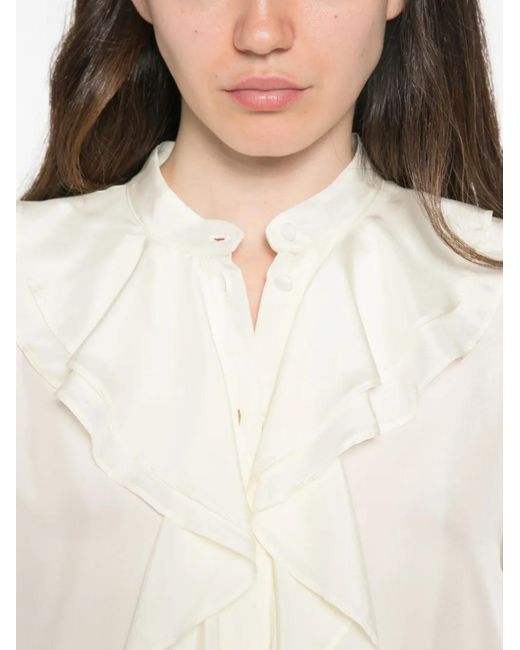 Marella White Buttoned Ruffled Shirt