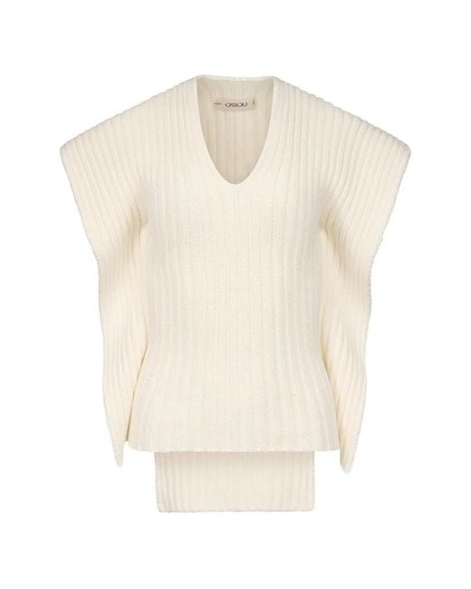 OSSOU White Greer Ribbed-Knit Tank