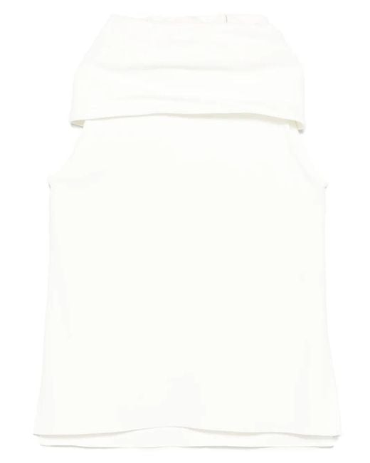 Another Tomorrow White Cowl-Neck Blouse