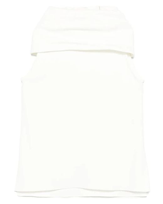 Another Tomorrow White Top mit Wasserfallkragen