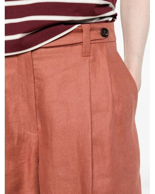 Brunello Cucinelli Red Linen Shorts