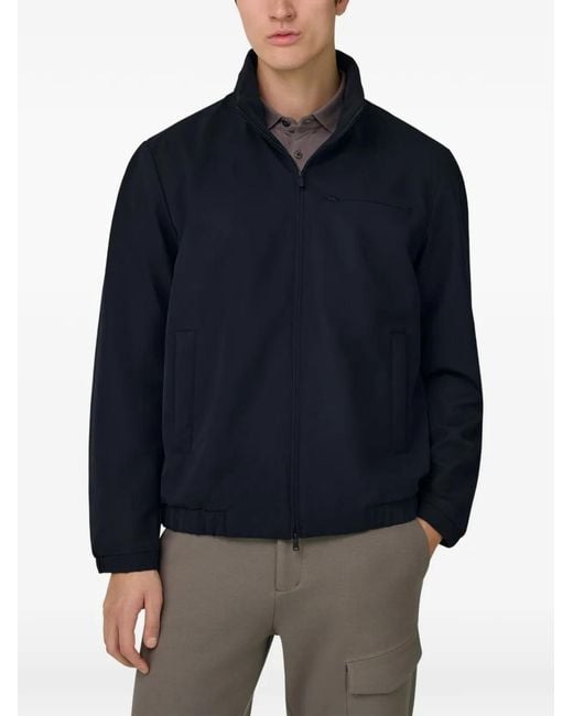 Boggi Blue Technical Fabric Bomber Jacket for men