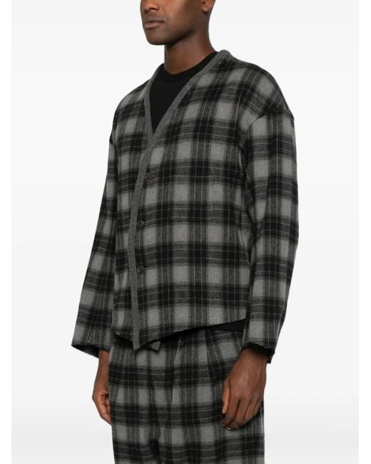 Individual Sentiments Black Plaid-Pattern Cardigan for men