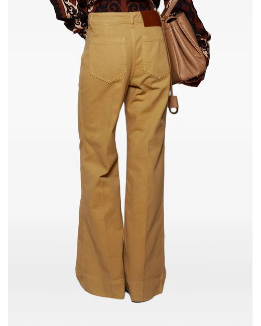 Victoria Beckham Natural Patch-Pocket Flared Jeans