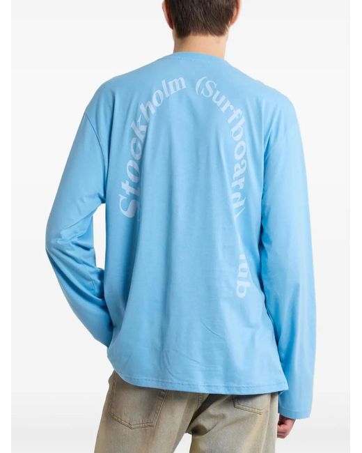 Stockholm Surfboard Club Blue Long-Sleeve Graphic T-Shirt for men