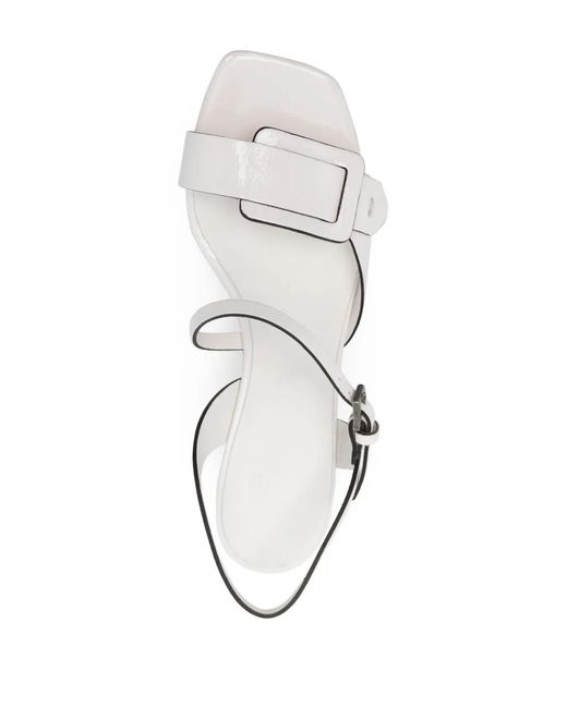 Roberto Del Carlo White 55Mm Moore Patent Leather Sandals