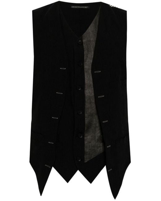Yohji Yamamoto Black Layered Cotton Waistcoat for men
