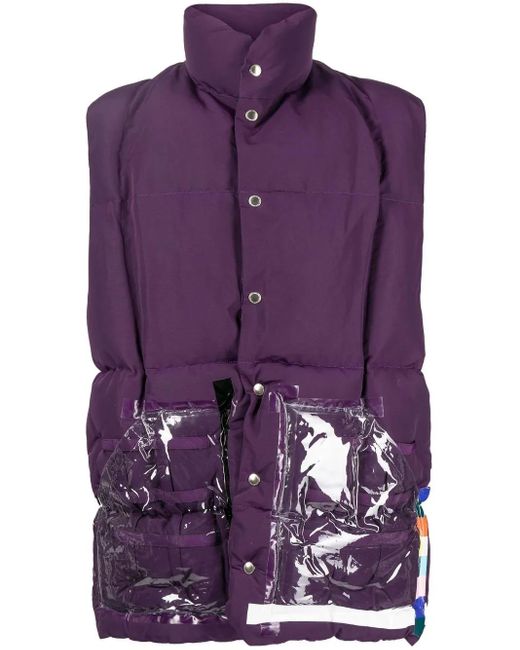 TAKAHIROMIYASHITA The Soloist Purple Quilted Funnel Neck Gilet for men