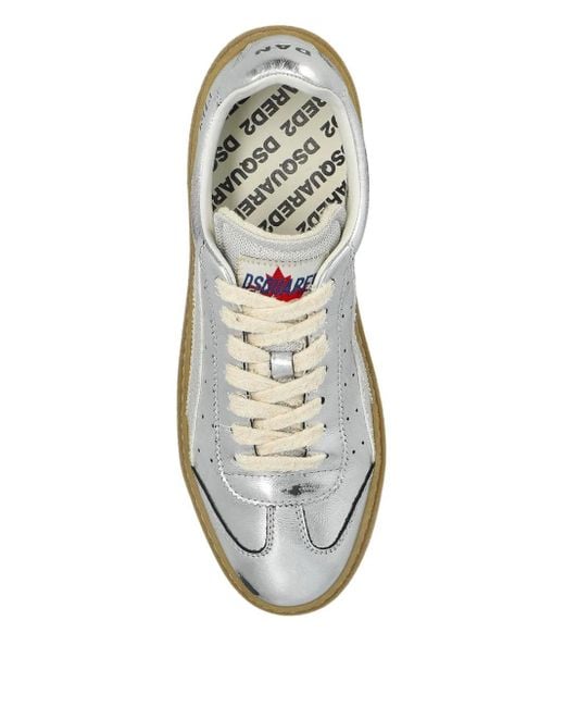 DSquared² White Rider Lace-Up Leather Sneakers