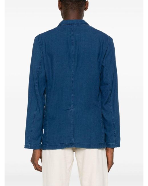 Aspesi Blue Herringbone-pattern Shirt Jacket for men