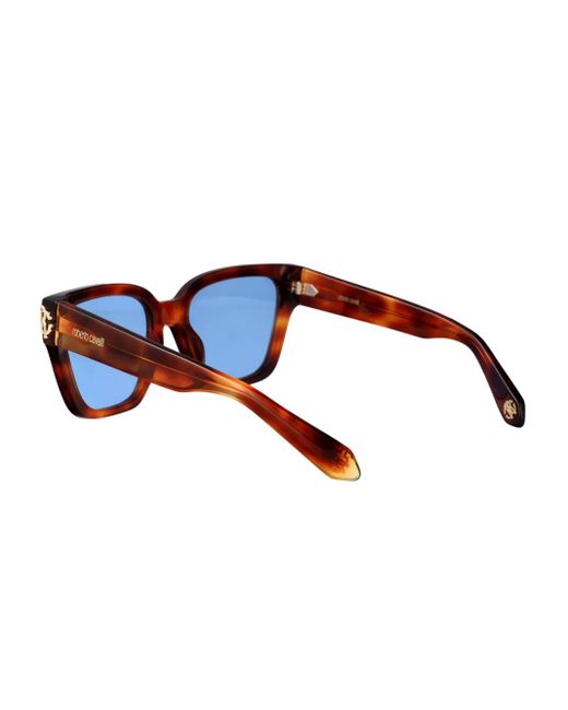 Occhiali Da Sole Con Placca Logo di Roberto Cavalli in Blue