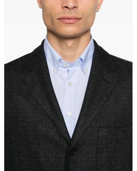 Etro Black Check-Pattern Single-Breasted Blazer for men