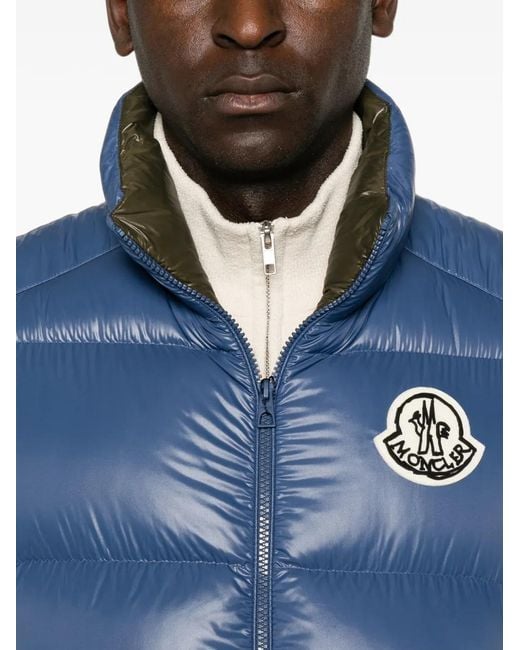 Moncler Blue Belice Logo-Patch Quilted Gilet for men