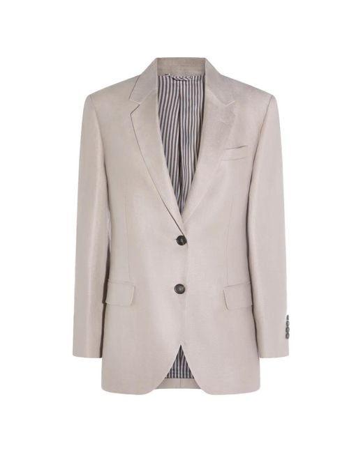 Brunello Cucinelli Gray Linen Long Sleeve Jacket