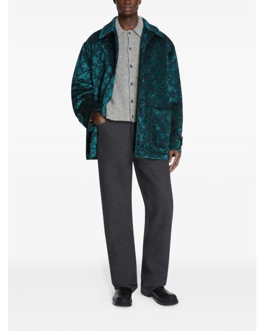 Dries Van Noten Green Jacquard Single-Breasted Blazer for men