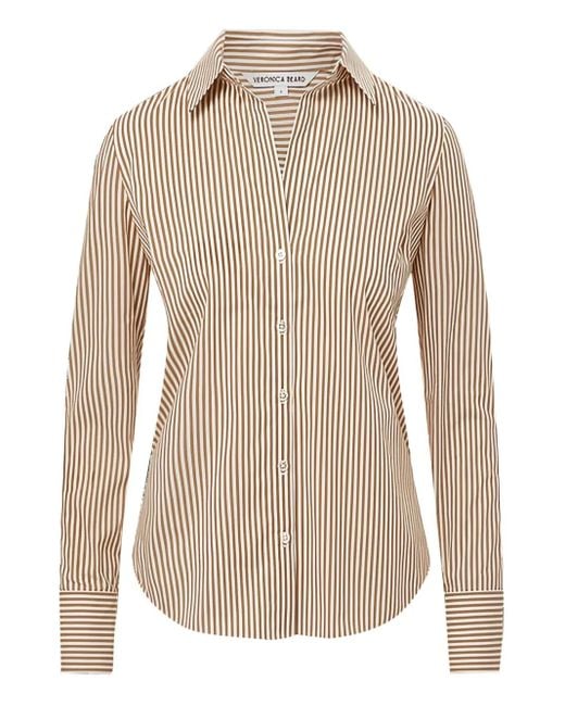 Veronica Beard Natural Striped Long-Sleeve Shirt