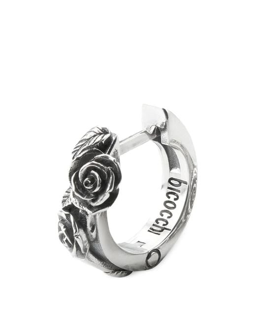 Emanuele Bicocchi White Rose Hoop Earring for men