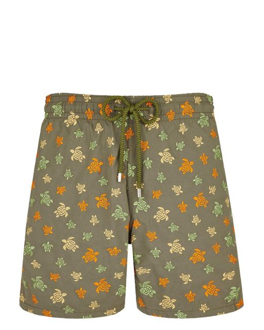 Vilebrequin Green Mistral Turtle-embroidered Swim Shorts for men