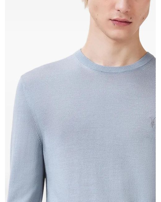 AllSaints Blue Mode Logo-Embroidered Crew-Neck Sweater for men