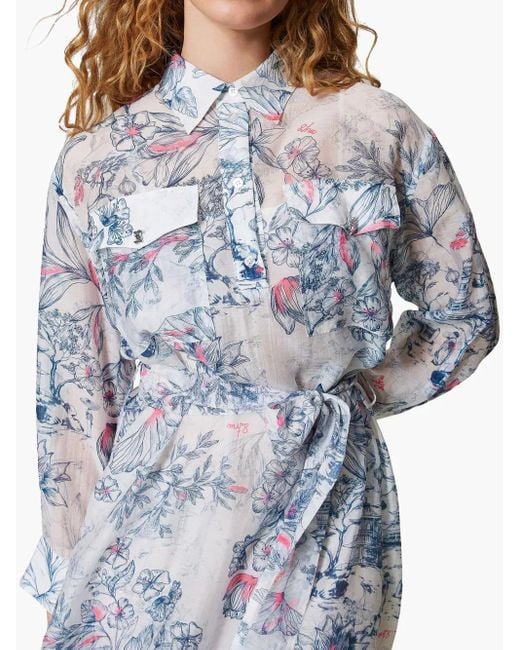 Twinset Blue Floral-Print Shirt Dress