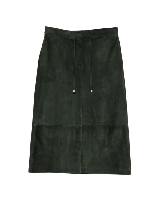Max Mara Green Jupe En Daim À Coupe Mi-Longue