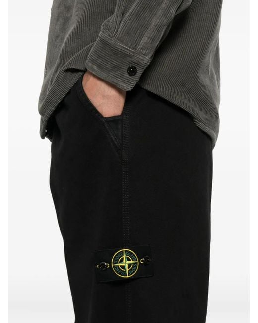 Stone Island Black Logo-Patch Track Pants for men