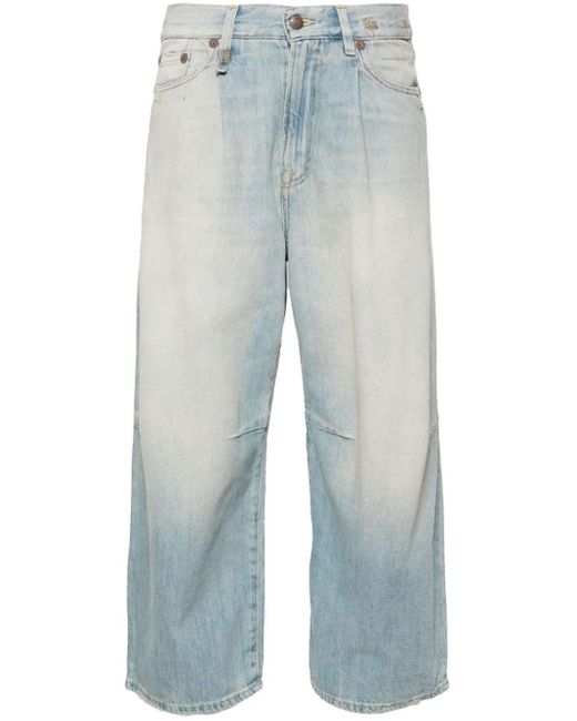 R13 Blue Cropped Wide-leg Jeans