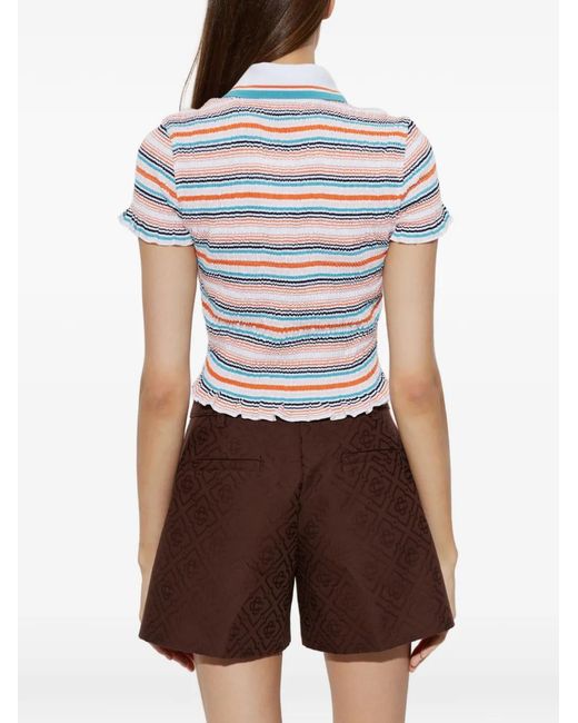 Casablanca Gray Striped Cotton Polo Shirt