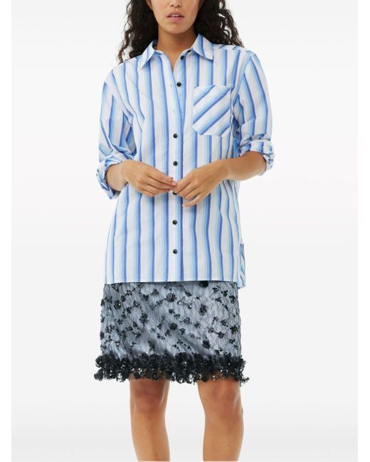 Ganni Blue Striped Organic Cotton Shirt