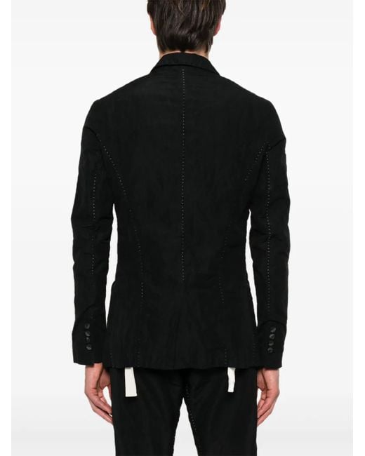 Masnada Black Contrast-Stitching Single-Breasted Blazer for men