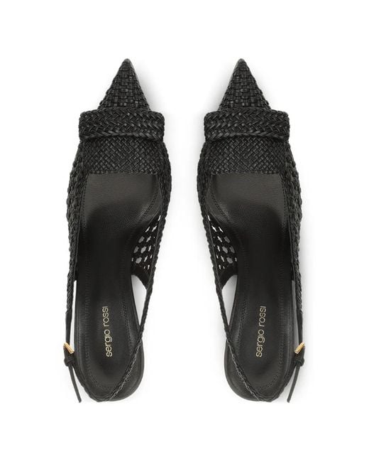Sergio Rossi Black Sr1 Braid Slingback Sandals